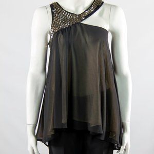TopShop Party Black Camisole Top Camisole beaded collar Small 6